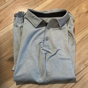 Lululemon Polo - gray with light stripes and black trim